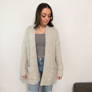 Free People Gray Wool Mohair Cardigan